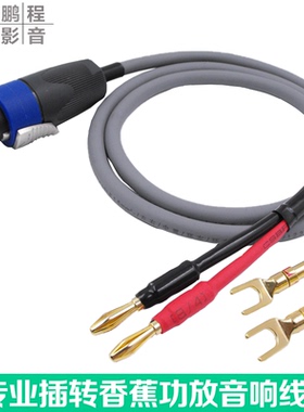 专业音箱插头转香蕉头线铜镀金日升音响线SPEAKON欧姆头转Y插功放