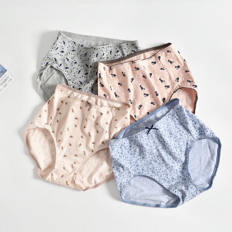 断码处理 女士纯棉大码内裤 双罗纹棉毛三角内裤 高腰妈妈款