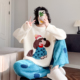 波点小狗秋冬款 软绵绵睡衣女珊瑚绒新款 日系加绒加厚半边绒家居服