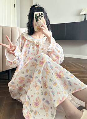 婴儿棉纱睡裙春秋季纯棉甜美可爱
