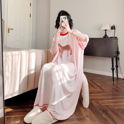 薄款莫代尔睡裙凉感冰丝长裙睡衣