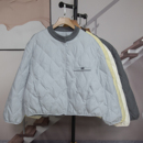 菱格纹暗扣外套上衣6175 新款 时尚 宽松圆领白鸭绒羽绒服女2025冬季