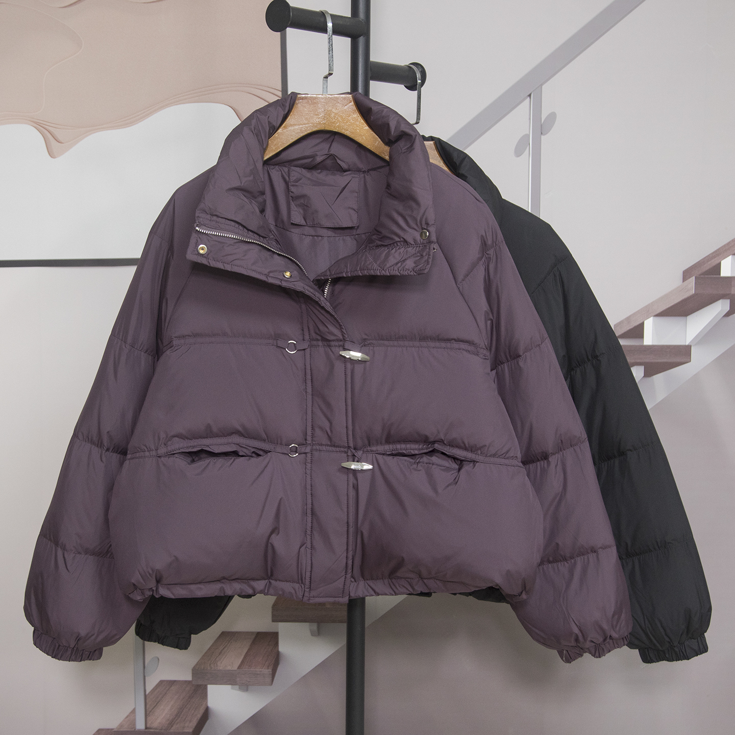 时尚宽松立领羽丝羽绒服