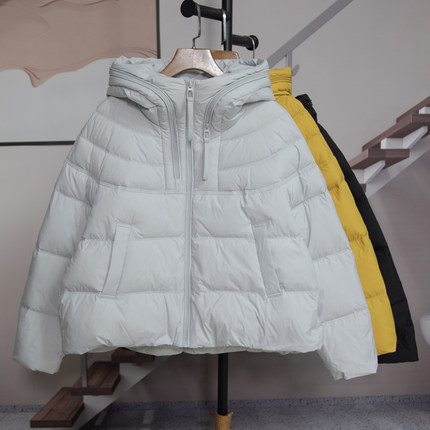 韩版宽松连帽鸭绒羽绒服女2025冬季新款时尚百搭A字版外套潮7170