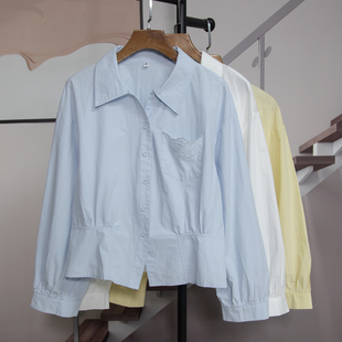 复古小香风绣花长袖 薄款 衬衫 新款 显瘦百搭上衣201 女2026春季 时尚