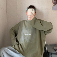 Fish scale autumn new design letter printing versatile loose long sleeve T-shirt