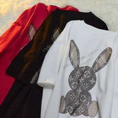 Thickened large women's 2021 summer heavy industry hot drilling short sleeve T-shirt