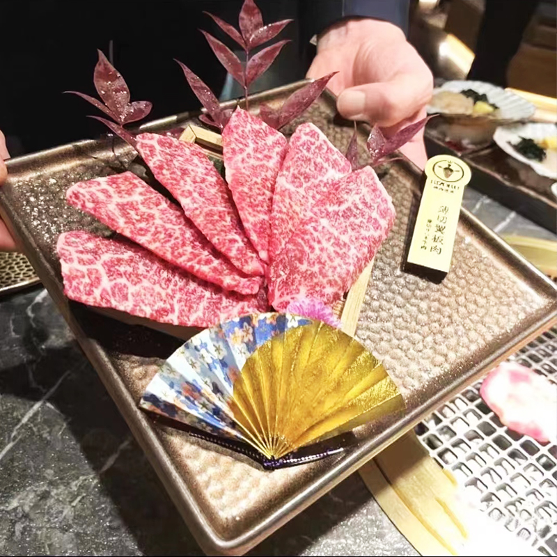 创意料理餐具日式金属釉正方盘商用平盘复古日料刺身盘火锅烤肉盘