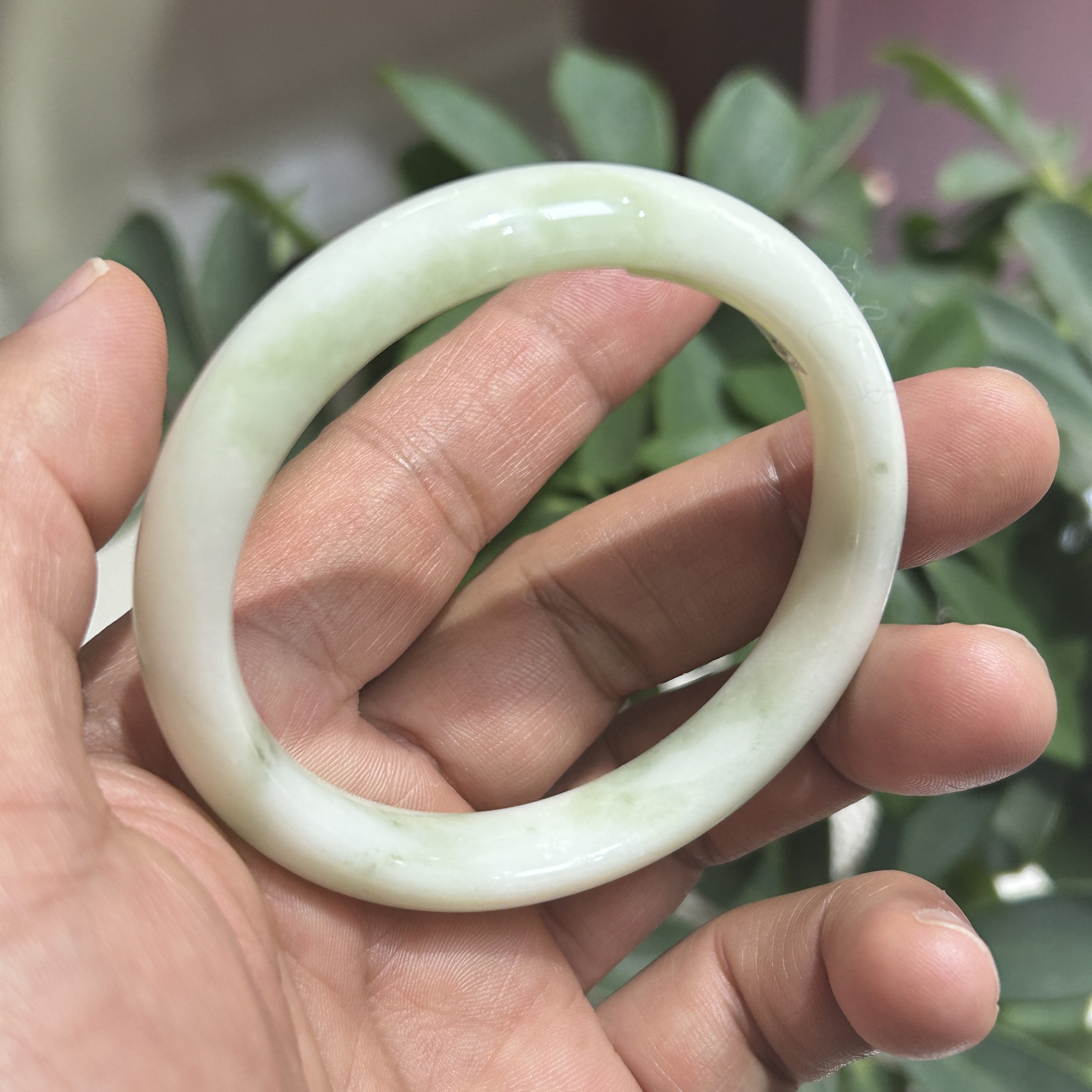 精品天然正品陕西西安蓝田玉手镯翠玉时尚女款活玉美人镯带证书56