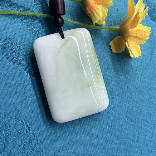 蓝田玉平安无事牌源头厂家专柜正品翠色吊坠项挂件高47宽32厚11新