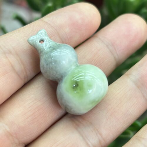 蓝田玉墨鱼翠色葫芦小吊坠高34直径20专柜正品源头厂家情侣礼物
