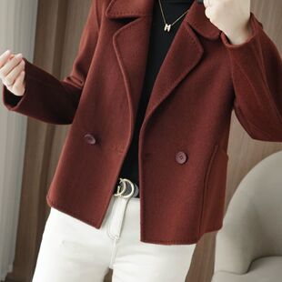 西装 双面呢短款 领时尚 妈妈装 秋冬新款 大衣外套羊毛气质款 2025爆版