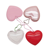 爱心腮红空盒透明带链条DIY心型口红膏体分装 压盘修容盘带挂钩