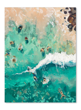 【艺术版画】Nina Brooke复刻艺术版画蓝绿色大海滩风景装饰画芯