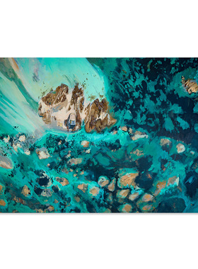 【艺术版画】Nina Brooke复刻艺术版画蓝绿色大海滩风景装饰画芯