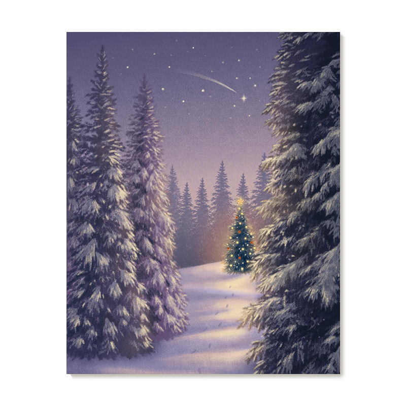 【艺术版画】插画师Subin复刻艺术版画治愈系雪地圣诞树装饰画芯