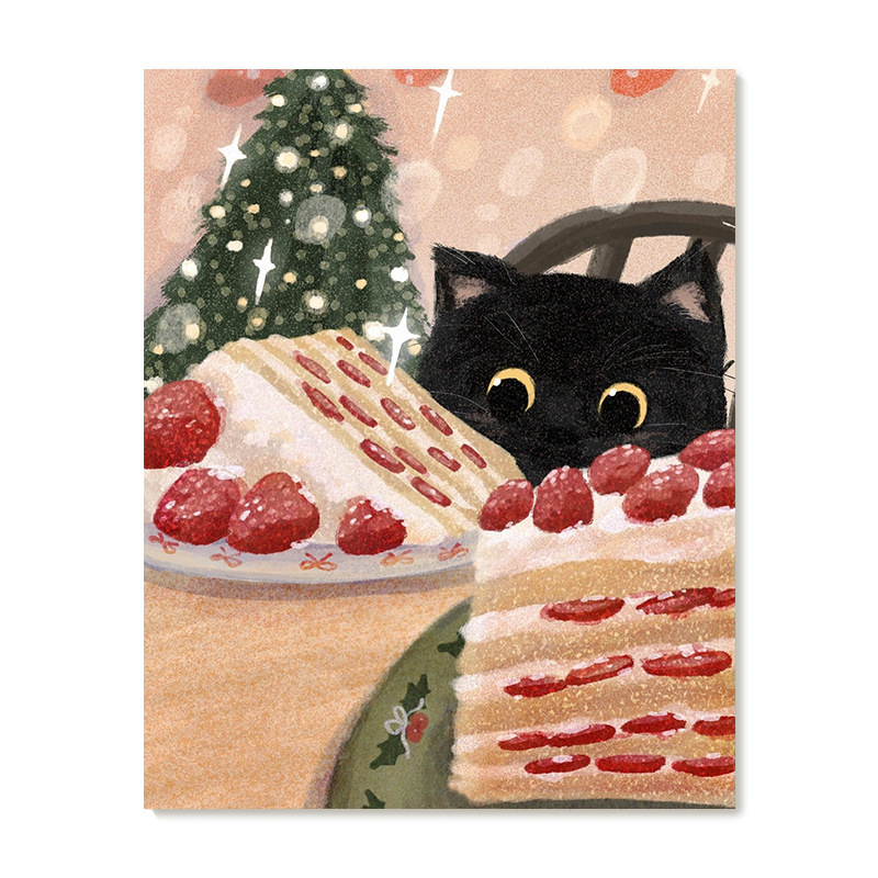 【艺术版画】插画师Subin复刻艺术版画治愈蛋糕猫咪儿童装饰画芯