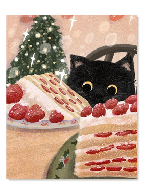 【艺术版画】插画师Subin复刻艺术版画治愈蛋糕猫咪儿童装饰画芯