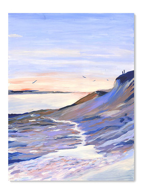 【艺术版画】插画师Lili Wood复刻艺术版画蓝色大海风景装饰画芯