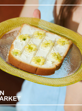 JinMarket韩国代购 eding官方授权 玻璃系列checky彩色复古餐盘