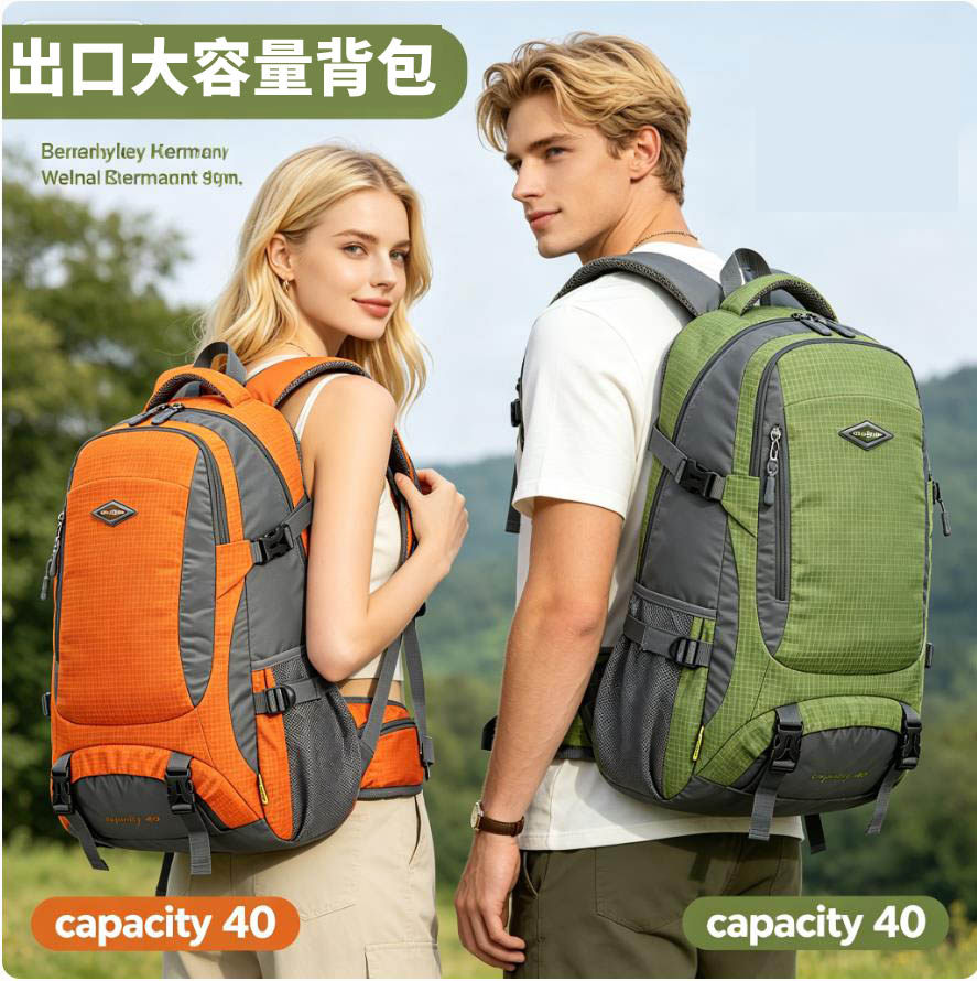 德国旅行双肩包男旅游背包新款轻便旅行包大容量徒步户外登山包女