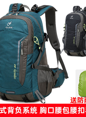 奥利帝克双肩背包旅游轻便大容量防泼水户外登山包女生徒步露营