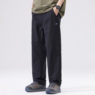 男士 休闲裤 2026春夏款 宽松大码 子 冰丝棉美式 直筒黑色长裤 潮牌薄款