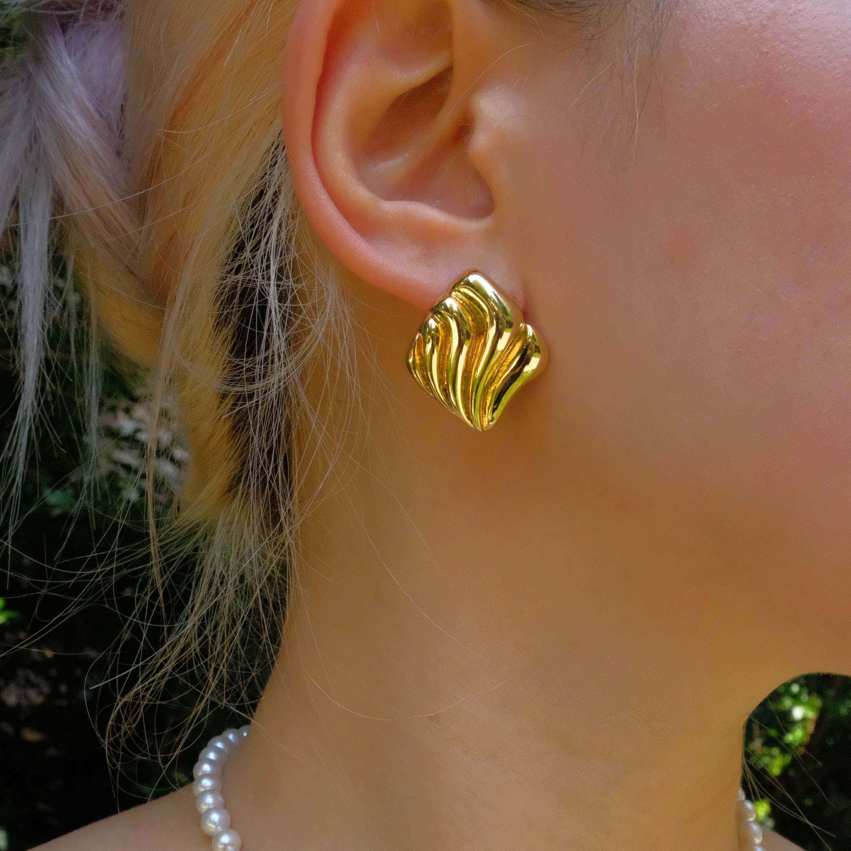 《爪哇秘境》旷境疗愈系方形海浪波纹复古耳钉