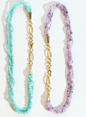 复古三层天然紫星石卷卷项链