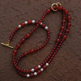 《Life Stone生命石》红玛瑙天然淡水珍珠系列毛衣链