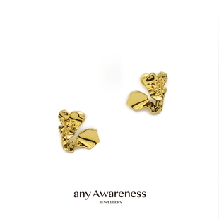 anyAwareness流淌的岩心形耳钉原创设计18K厚镀金文艺浪漫高级感