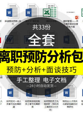 员工离职预防分析资料包年月季度人才流失管理报表方案HR面谈技巧