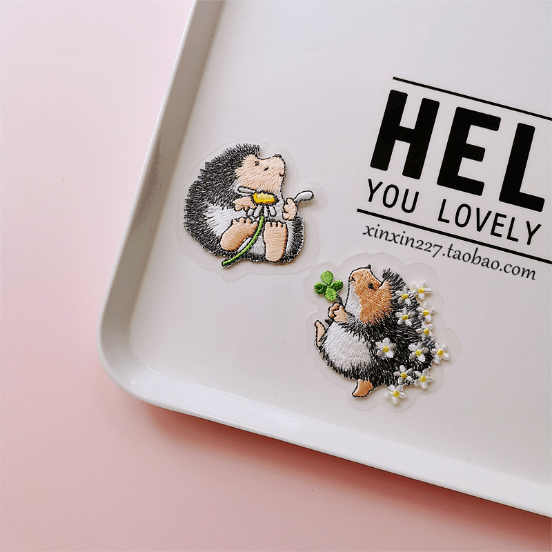 情侣动物胸针卡通刺猬别针布艺