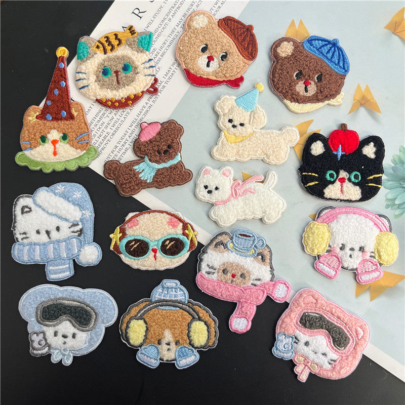 卡通可爱毛巾绣动物猫小狗宠物胸针别针DIY包包手机壳自粘贴装饰,饰品/流行首饰/时尚饰品新,胸针,淘宝优惠券,粉丝福利购,淘宝优惠卷