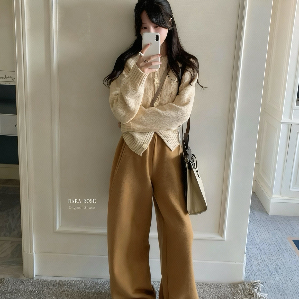 加绒保暖百搭宽松阔腿裤加厚直筒长裤拖地裤休闲裤