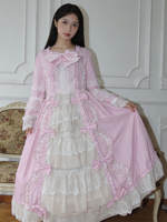 Romantic, classical and retro long, large-sized lolita dress, pure cotton court long-sleeved dress, wedding lace dress, long thumbnail 3