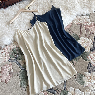 超细肩带吊带连衣裙中长款修身裙