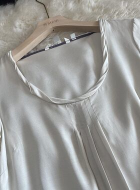 真丝T恤立体胸围短袖压褶衬衫女