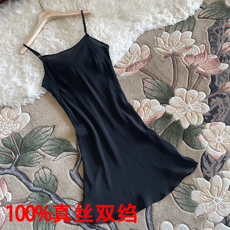 100%桑蚕丝真丝斜裁砂洗双绉魅惑性感鱼尾裙子外穿吊带连衣短裙女