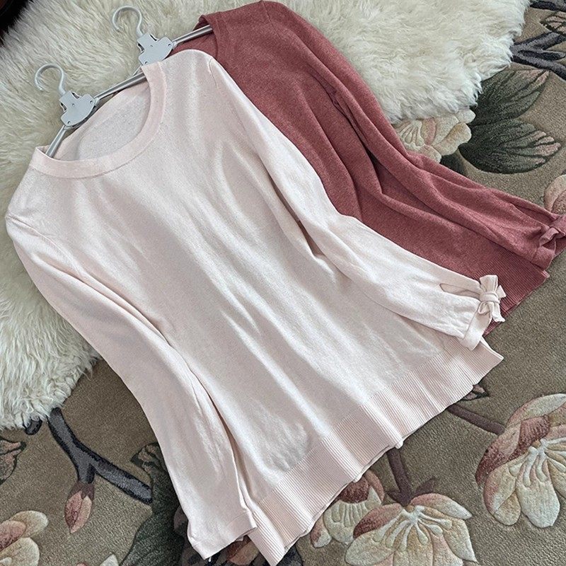 法式袖口蝴蝶结羊毛针织衫2025秋冬新款设计感外穿圆领毛衣打底衫,女装/女士精品,毛衣,淘宝优惠券,粉丝福利购,淘宝优惠卷