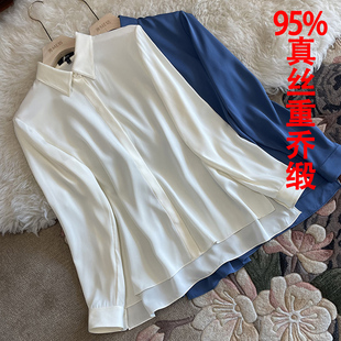 T~春夏季高质量开叉款修身衬衫重乔缎面修身通勤长袖真丝弹力缎女