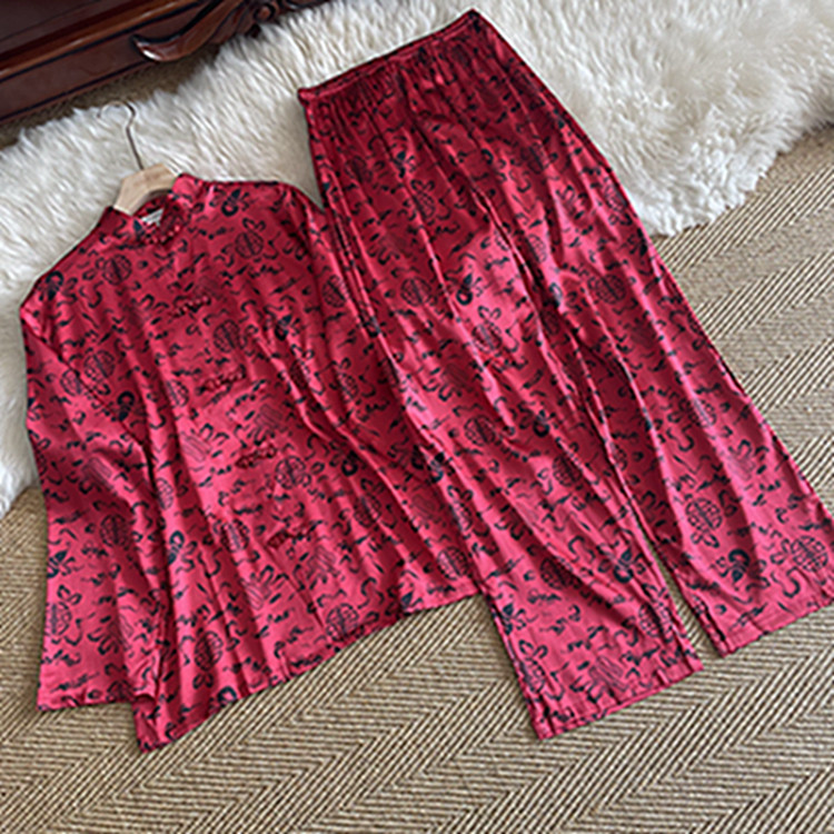 桑蚕丝太极服女唐装高端武术表演太极拳练功服男春秋夏真丝素绉锻