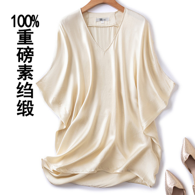 真丝桑蚕丝衬衫厢式素绉缎面上衣