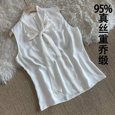 真丝重乔缎衬衫飘带领OL职业缎面
