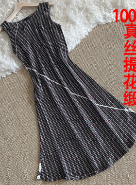 背心连衣裙真丝提花缎光泽感柔软