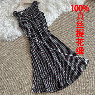 背心连衣裙真丝提花缎光泽感柔软