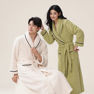 加长加厚保暖加绒 珊瑚绒浴袍男士 2025新款 秋冬女睡袍情侣睡衣套装