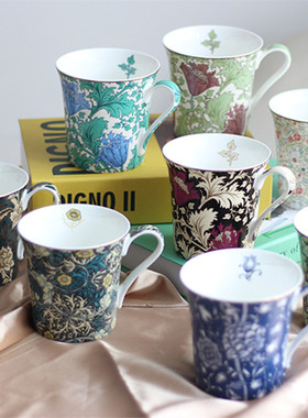 欧式复古骨瓷马克杯家用咖啡杯子文艺英国茶杯william morris