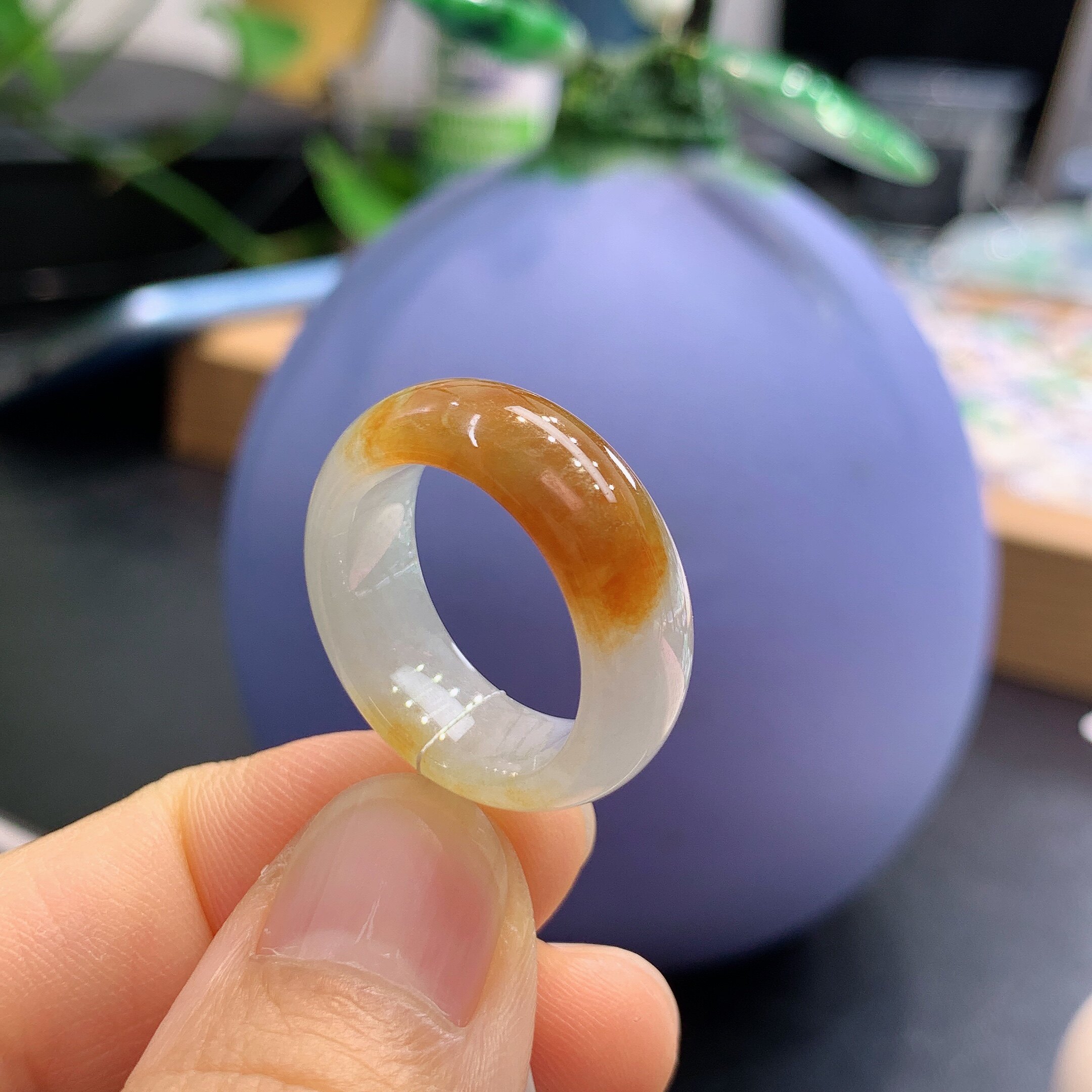 15圈口缅甸天然翡翠a货冰润红翡戒指1b209b