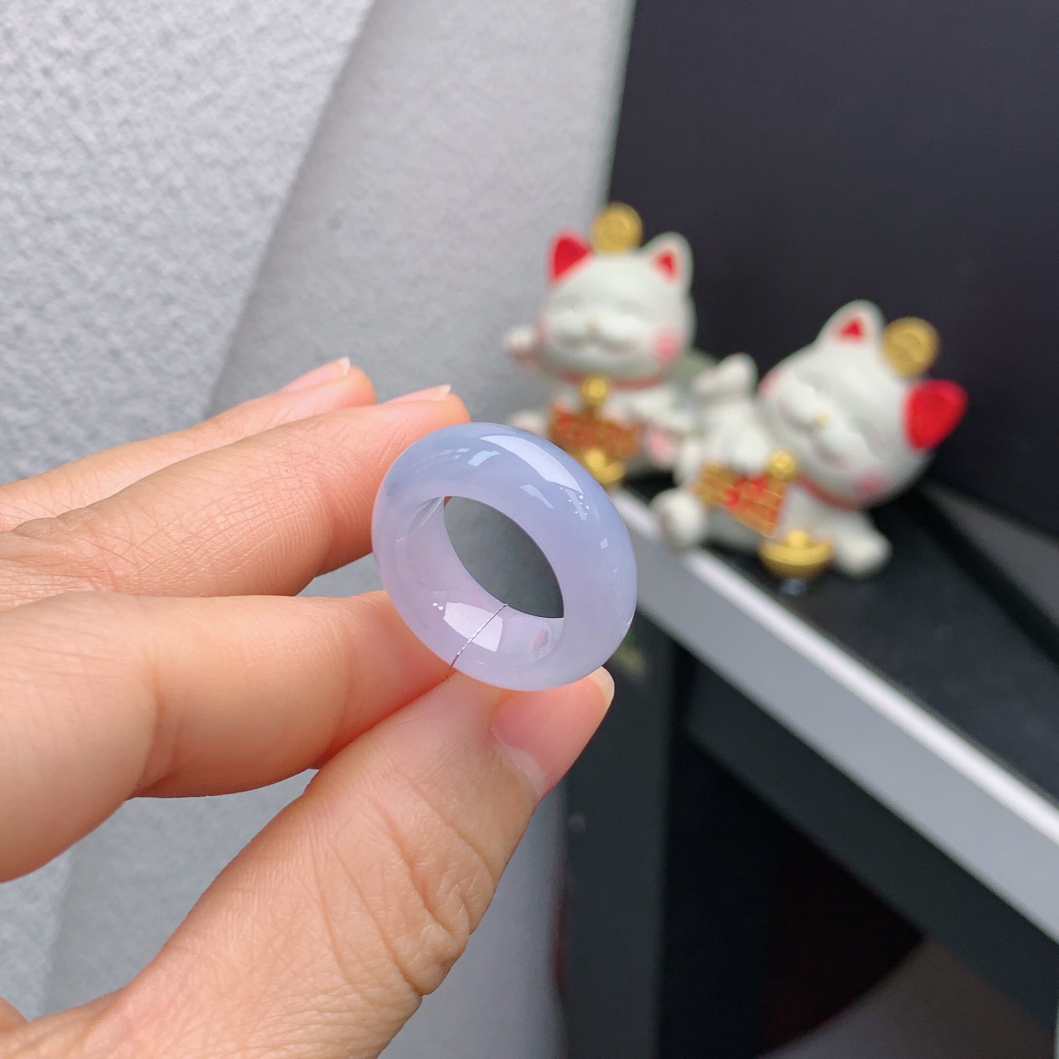 9圈口缅甸天然翡翠A货冰种小宽版满紫戒指A296#